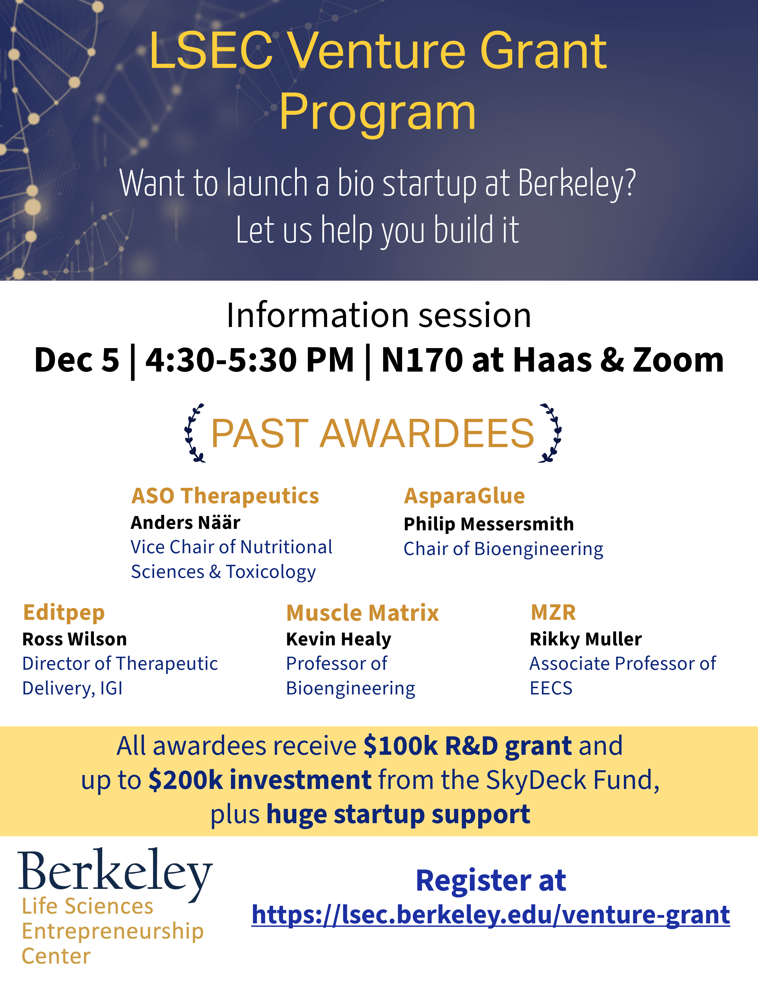 Want to launch a Bio Startup at Berkeley? Let us help you build it. Info session on the program.